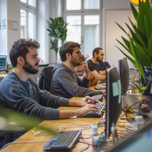 Doctor typing on laptop